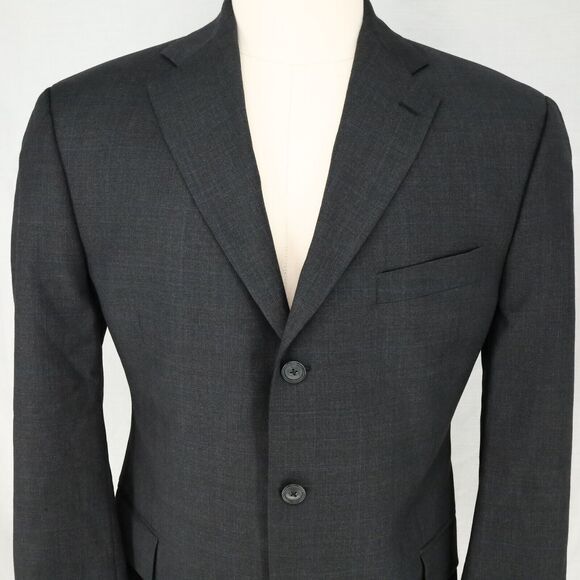 Arnold Brant Sport Coat Mens 43R Wool Cashmere Charcoal Gray Plaid Jacket - Picture 9 of 16